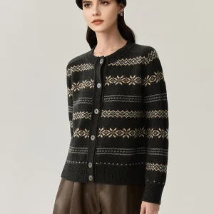 SuyaDream, Woman's Cardigans, 100%Sheep Wool, O Neck, Christmas Jacquard Sweaters, 2025 Fall Winter Warm Jackets, Red, Navy - AliExpress Sweaters&Jumpers