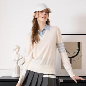 TC601 Polo collar fake two 100% wool knitted pullover tops for women's clothing knitwear - AliExpress Sweaters&Jumpers