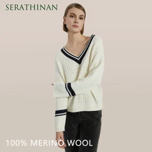 BC822 High Quality Luxury Women's Clothing 100% Wool thick Pullover V neck loose Knitted Sweater Winter - AliExpress Sweaters&Jumpers