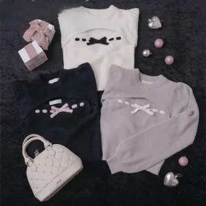 Japanese Style Pure Original Sweet Girl Versatile Color-Block Bowknot Camisole Top and Long Sleeve Vest Pullover Two-Piece Set - AliExpress Sweaters&Jumpers