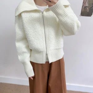 Thiened Large Collar Double Zipper Circle Wool Knitted Open Cardigan Women Winter New Loose Ladies Sweater Outerwear - AliExpress Sweaters&Jumpers
