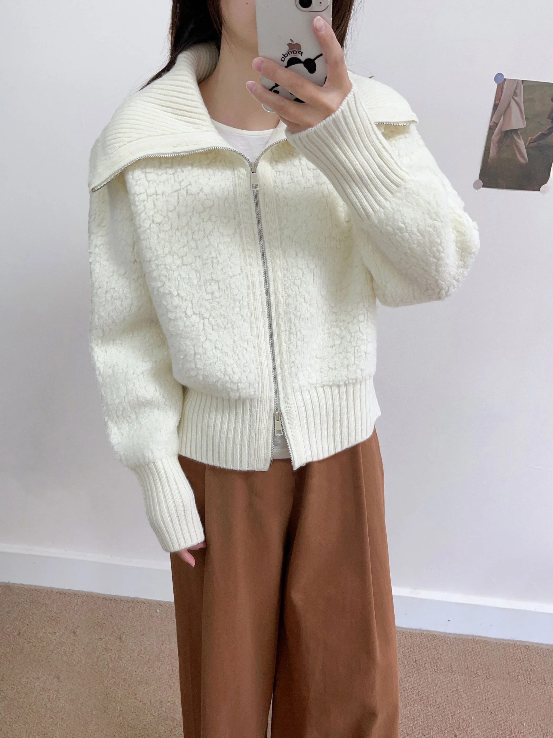 Thiened Large Collar Double Zipper Circle Wool Knitted Open Cardigan Women Winter New Loose Ladies Sweater Outerwear - AliExpress Sweaters&Jumpers