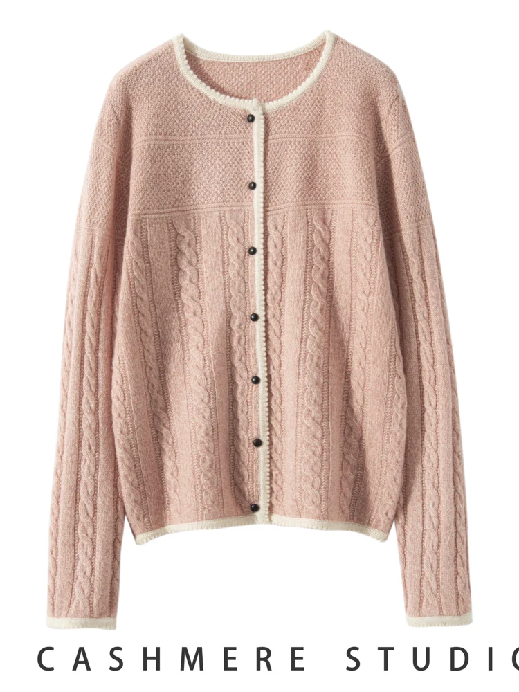Women 100% Cashmere O-neck Cardigan Sweater Spring Autumn Winter Long Sleeve Cardigan Grace Luxury Cashmere Knitwear Tops - AliExpress Sweaters&Jumpers