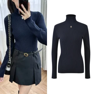 Faionable Commute Women's Knitted Base irt Heavyweight Twisted High Collar Slimming Knitwear Bright Tead Detail - AliExpress Sweaters&Jumpers