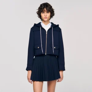 MaSande Autumn Winter ort Coat for Women Striped Color Blo Cap Sve Cuffs Simple Sle Warmth Daily Wear Zipper Closure - AliExpress Sweaters&Jumpers