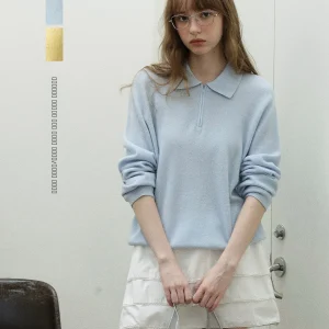 Enroute Spring 2026 Early Spring  Collar Zipper 260g Wool Two-Color Knitted Sweater Women's Loose Fit Warmth Faion - AliExpress Sweaters&Jumpers