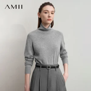 Amii Women's Sweater 2025 Winter New Versatile Basic High-neck Sweaters for Women Loose Casual Knitting Wool Top Female 12543193 - AliExpress Sweaters&Jumpers