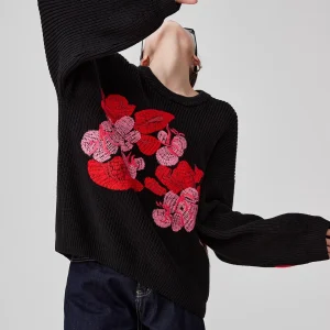 Retro Chinese Sle Embroidered Heavy Work Loose Women's Bla Hoodie Knitted Sweater Trendy Spring New Arrival - AliExpress Sweaters&Jumpers