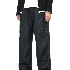 Retro American Washed Workwear Jeans Loose Straight Leg High-End Zipper Splicing Pants Cotton Casual Trousers for Men - AliExpress Pants