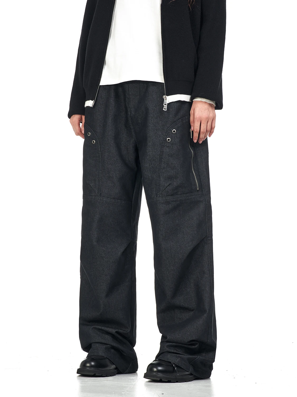 Retro American Washed Workwear Jeans Loose Straight Leg High-End Zipper Splicing Pants Cotton Casual Trousers for Men - AliExpress Pants