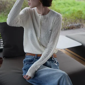 Korean Sle Knitted Open Cardigan Textured Twist round Ne Spring New Sweet Straight Jaet Label Women's Long Sve Knitwear - AliExpress Sweaters&Jumpers