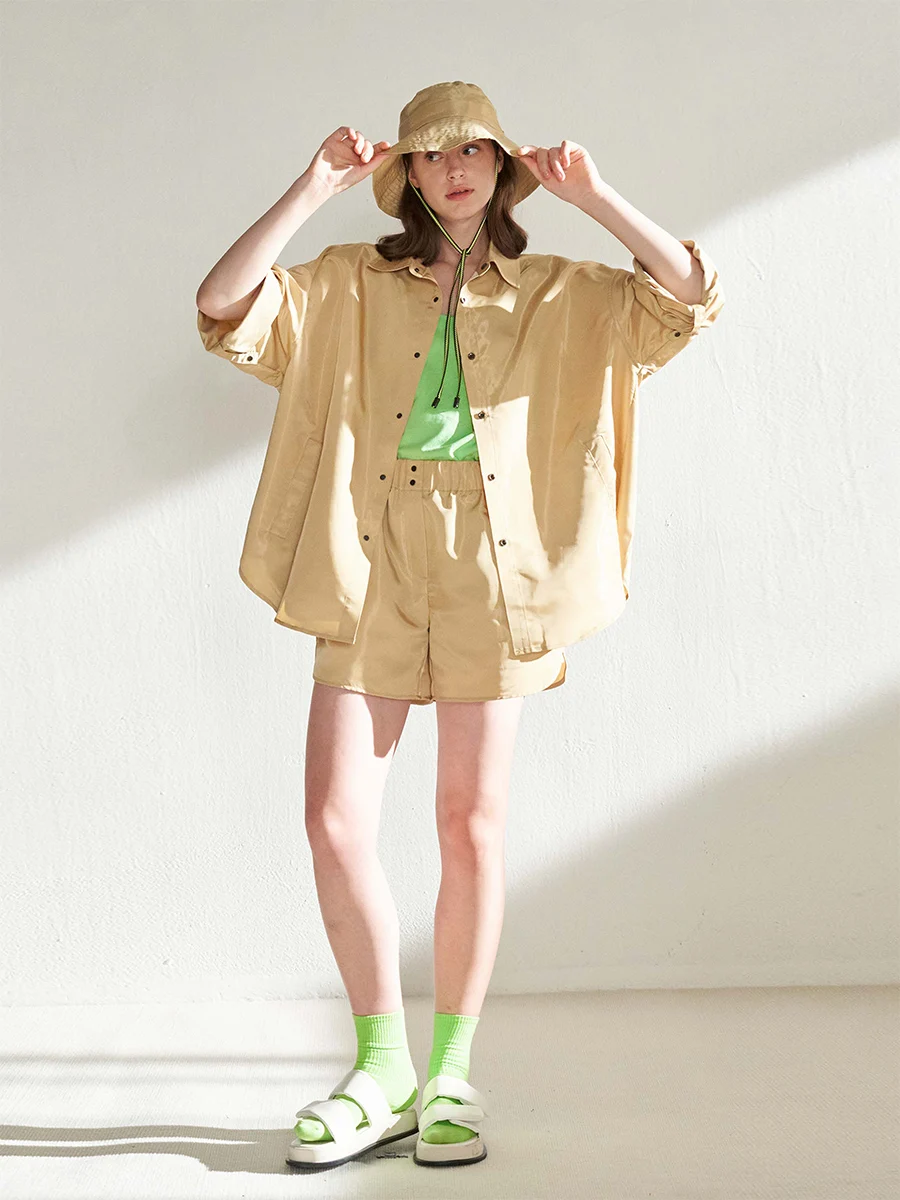 Outdoor Series Khaki Glossy irt Sle Coat Set by Independent CUISUYUN Loose Fit Polyester ort Outerwear - AliExpress Sweaters&Jumpers