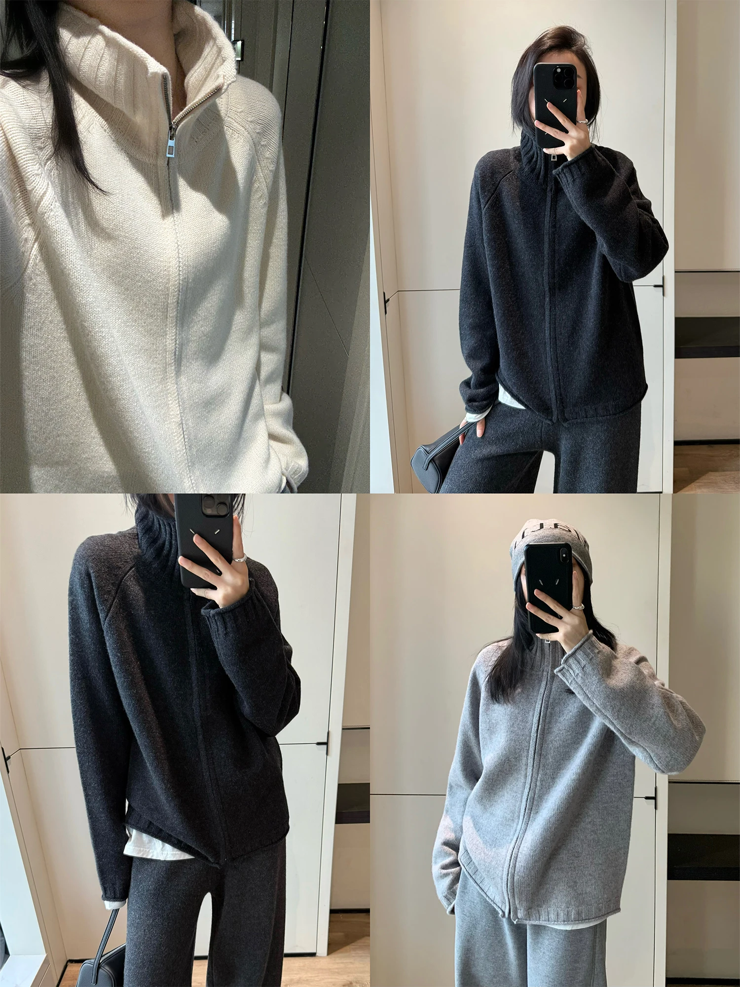 Awencoat 00% Wool Knitted Zipper Ne Loose Women's Sweater Spring Autumn Casual Sle Long Sve Breathable Comfortable - AliExpress Sweaters&Jumpers