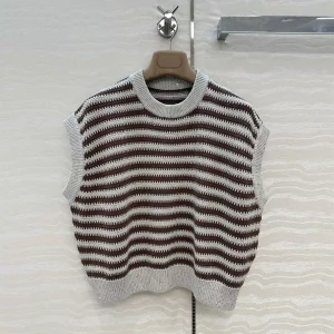 2025 Early Autumn Stripes Pattern Knitting Tank Women Pullover O-neck Batwing Sleeveless Sequins Loose Casual Sweater Vest - AliExpress Sweaters&Jumpers