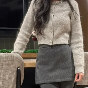 ort Knitted Cardigan Women's Faion Heavy Embroidery Diamond Collar Fragile Luxury Sle Autumn Winter ey Color - AliExpress Sweaters&Jumpers