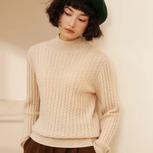 Women's 100% Cashmere Sweater Winter High Collar Thick Pullover Casual Solid Warmth Jumper Fried Dough Twists Top loose blouse - AliExpress Sweaters&Jumpers