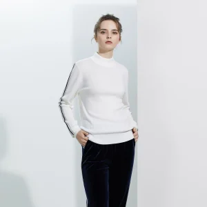 Commuter Sle Color Blo Woolen Knitted Sweater High Collar Long Sve Striped Women's Knitwear White Woolen Cardigan - AliExpress Sweaters&Jumpers