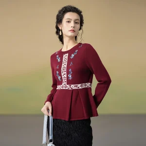 Ele Embroidered Multi-Color Knitted Folded Women's Top Autumn Winter New Arrival Soft Medium Polyester Acrylic Nylon Wool... - AliExpress Sweaters&Jumpers