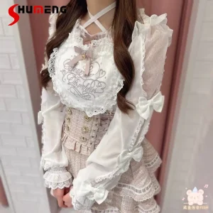 Japanese Style Mass-Produced Sweet Cute Girl's LIZ Knitted Tops Big Heart Embroidery Bow Long-Sleeve Lolita Pullovers for Women - AliExpress Sweaters&Jumpers