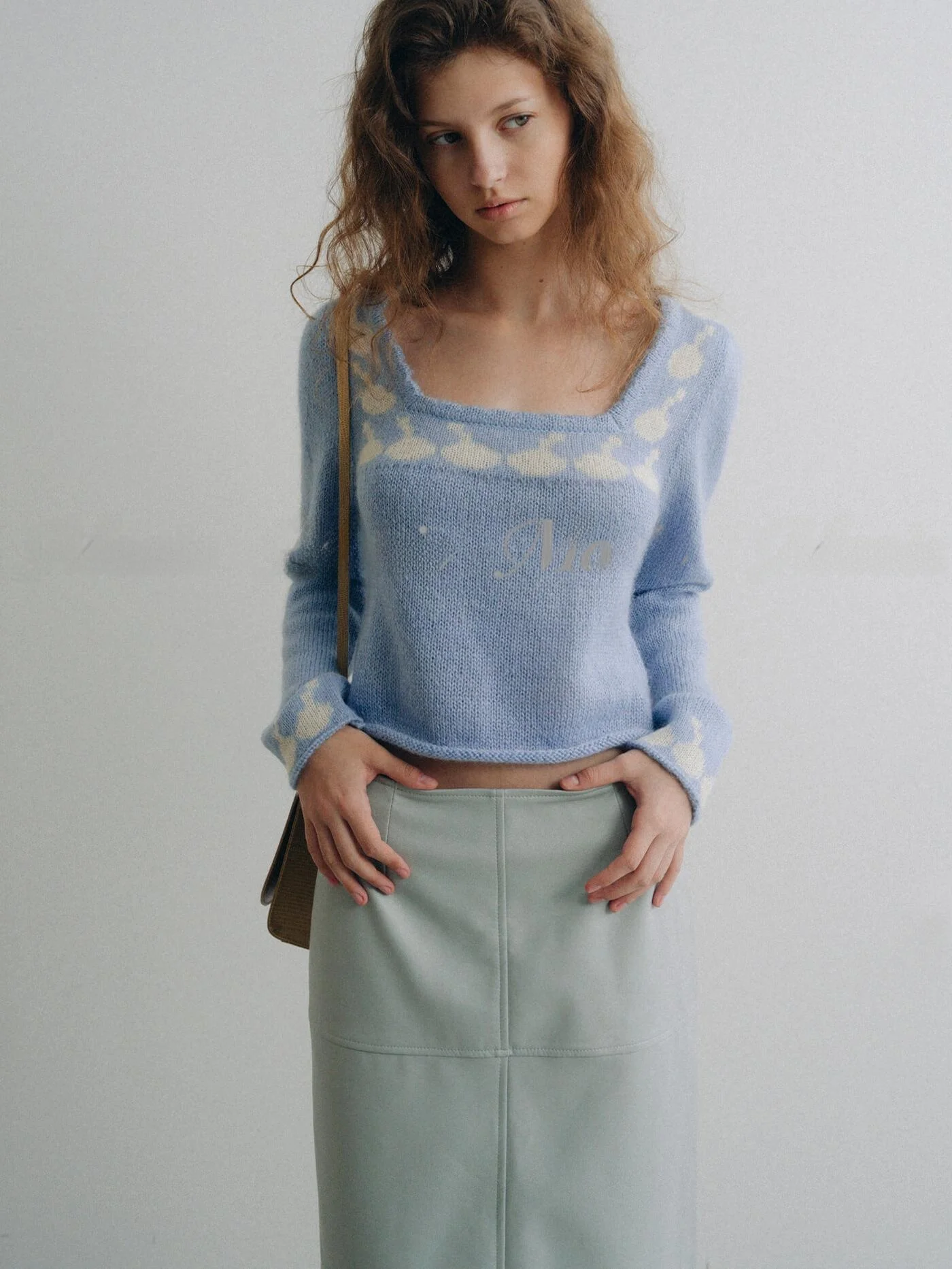 East Gate Smoothmood 24-Year-Old Long Sve Square Collar Knitted Sweater Mixed Wool Sea Island Cotton Flower Patterned - AliExpress Sweaters&Jumpers