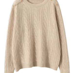 Chic Autumn Winter Grace Women's Clothing O-Neck Button Pullover 100% Cashmere Sweater Twist Flower Soft knitwear Thick New Tops - AliExpress Sweaters&Jumpers