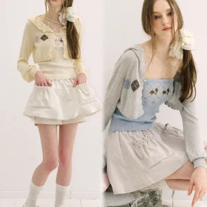 Original Artist Yellow Blue College Sle Silk Hat Knitted Cardigan Tube Top Soft Long Sve Women's Faion Spring Season - AliExpress Sweaters&Jumpers