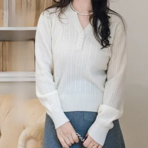 Apipedr Soft Wool Knitted Sweater with Twist Flower Design And Scissors Collar Casual Sle Long Sve Women's Pullover - AliExpress Sweaters&Jumpers