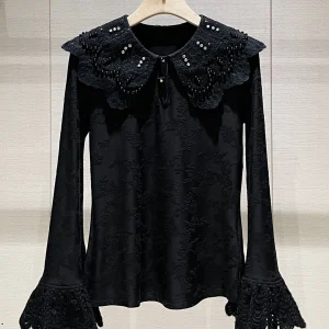 Ele Bla Knitted T-irt with Puffy Sves And Doll Collar Unique Sli Spring 2026 Ladies Faion Soft Comfortable - AliExpress Sweaters&Jumpers