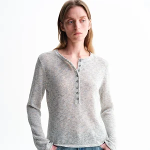 Silver Tead Texture Knitted Top Waist Cinching Loose Fit Long Sve round Ne Button up Casual Wear for Women - AliExpress Sweaters&Jumpers