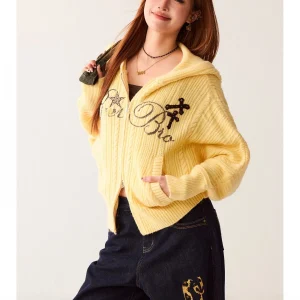 Comfortable Soft American Retro BeerBro Sweater Cardigan Batwing Sve Twist Flower Loose Fit Spring Autumn Women's Faion - AliExpress Sweaters&Jumpers