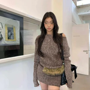 Fortunee Vintage Knitted Sweater Autumn Winter ort Skirt Wrap around oulder Twist Yarn Casual Comfortable Women's Dr - AliExpress Sweaters&Jumpers