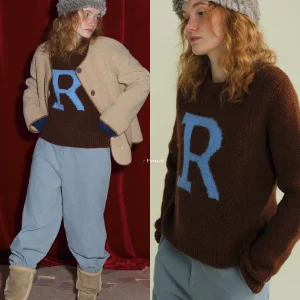 Rina Berry Wool Blend Knitted ort Sweater Color Blo R Letter Design Casual Sle Women's Faion Commute Friendly Knitwear - AliExpress Sweaters&Jumpers