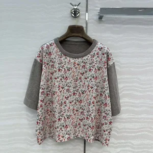 Old Money Style Vintage Floral Print Patchwork Wool Cashmere Knitted T-shirt Women O-neck Short Sleeve Spring Summer Cute Tops - AliExpress Sweaters&Jumpers