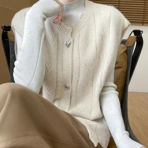 Autumn Winter New round Ne Svel 00 Wool Open Cardigan Vest Women Loose Lazy Sle Knitted Sweater oulder Pad - AliExpress Sweaters&Jumpers
