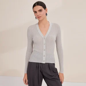 BY3521280 Women's Ribbed Superfine Merino Wool Knit Button-Front Cardigan Long Sleeve V-Neck Sweater for Fall - AliExpress Sweaters&Jumpers
