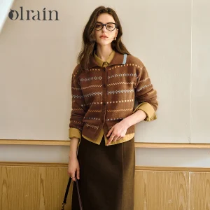 OLrain Women's Knitted Cardigan 2026 Autumn Turn-down Collar Loose Fit Sweaters Casual Vintage Tops Female Clothing O57QM001033 - AliExpress Sweaters&Jumpers