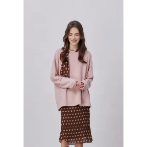 YUUSCC Pink Knitted Sweater Vintage Loose Fit round Ne Polka Dot Versatile Spring New Sle Women's Faion Long Sve Top - AliExpress Sweaters&Jumpers