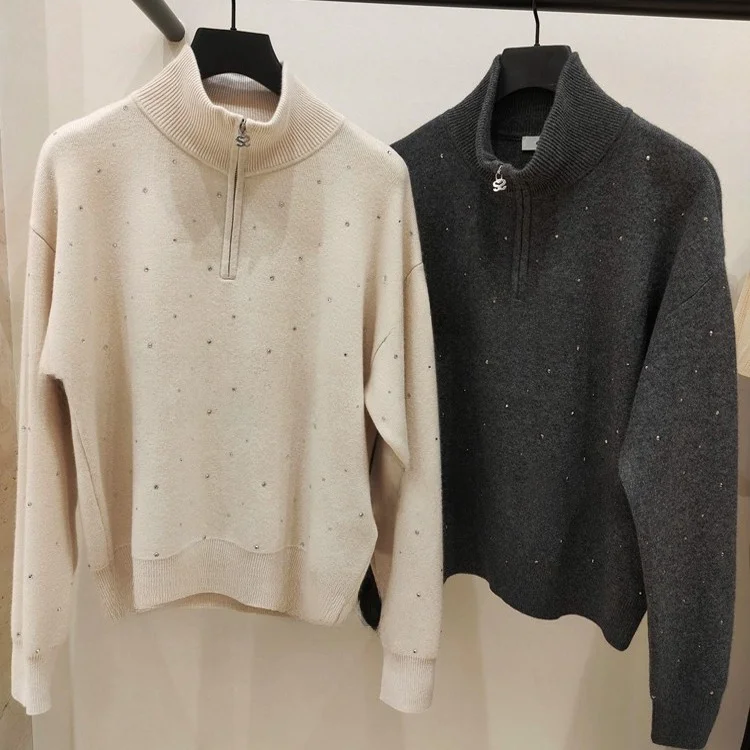 MaSandeS Women's Bla Knitted Zipper Hoodie Simple Design Autumn Winter New Sle Commute Faion Straight Cut Long Sve - AliExpress Sweaters&Jumpers