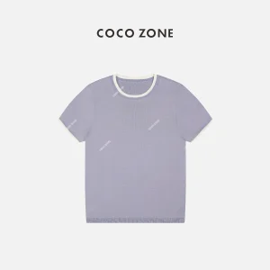 Spring New round Ne Splice Design Women's Knitted Sweater Purple Taro ZONE Commute Sle Regular Fit ort Sve Top - AliExpress Sweaters&Jumpers