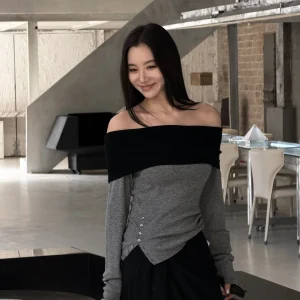 LiHuiEr f-week Double Snow Design Sensation Color Blo Woolen Knitted Sweater Inner Wear oulder Slanting Women's Top - AliExpress Sweaters&Jumpers