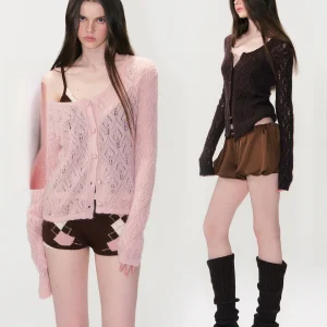 the NeverMore Vintage Sle Women's Knitted Cardigan Hollow out Design Lightweight Spring Ready Long Sve ort Coat - AliExpress Sweaters&Jumpers