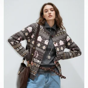 Women's round Ne Knitted Sweater Cardigan Mixed Fiber Tassel Autumn Winter Faion Color And Cartoon Pattern - AliExpress Sweaters&Jumpers