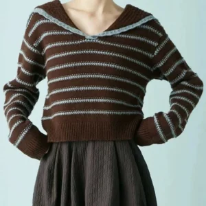 Autumn Winter New Arrival Striped Straight Navy Collar Knit Sweater Color Blo Commute Sle Women's Thiened Long Sve Top - AliExpress Sweaters&Jumpers