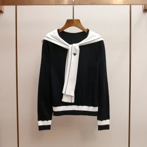 MaSande High-End Women's Knitted Sweater Autumn Winter New Sle Loose Color Blo Collar Versatile College Sle Commute Sle - AliExpress Sweaters&Jumpers