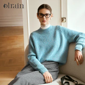 OLrain Women's Blue Wool Sweater 2026 Autumn Round Neck Long Sleeve Sweater Loose-fitting Chic Fashion Knit Jumper O56DM95516 - AliExpress Sweaters&Jumpers