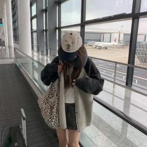 Dongda Gate Thickened Knitted Open Cardigan Women's Loose Casual Lazy Style Outerwear Sweater Jacket Color Block Design - AliExpress Sweaters&Jumpers
