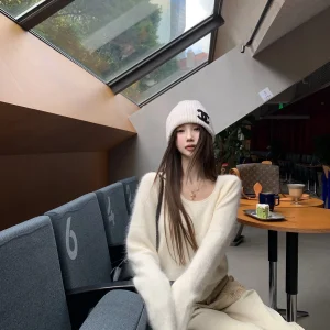 Tongiiuu Cloud Milk Soft Plu Rabbit Fur Women's Loose Slimming Knitted Sweater Comfortable Long Sve round Ne Thermal Top - AliExpress Sweaters&Jumpers