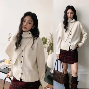 SRK Woolen Set with awl Elely Designed Loose Fit Cry Color Gentle Sle Sweater Stand Collar French Sle Long Sve - AliExpress Sweaters&Jumpers