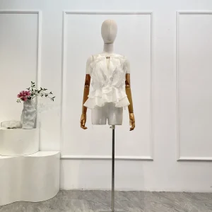 High Quality Women's WhiteYellow Ruffles Sleeveless Blouse Tops 2026 New - AliExpress Sweaters&Jumpers