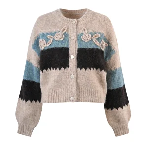 Sweet Sle Knitted Open Cardigan Loose Fit round Ne Hook Flower Color Blo Design Autumn New Arrival Women's Sweater - AliExpress Sweaters&Jumpers